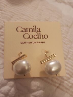 New Camila Coelho 14K Gold Plated Mother of Pearl Earrings